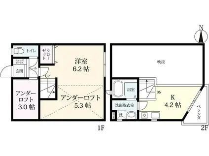 プレミアム春日北(1K/1階)の間取り写真