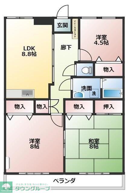 THパレロワイヤル(3LDK/3階)の間取り写真