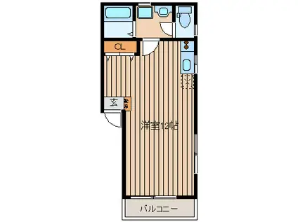 アルブルK-3(ワンルーム/3階)の間取り写真