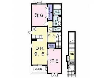 アルドーレ(2DK/2階)の間取り写真