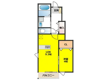 ポライトリーC(1LDK/1階)の間取り写真