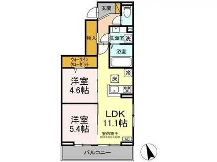 オーガスタハイツ(2LDK/3階)の間取り写真