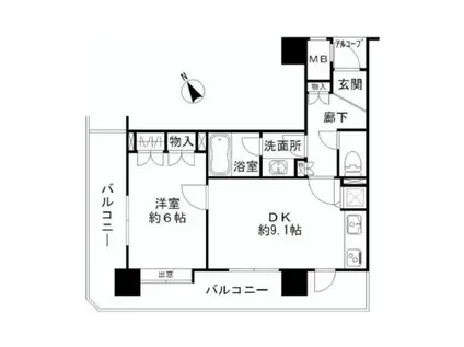 藤和シティホームズ御茶ノ水(1LDK/1階)の間取り写真