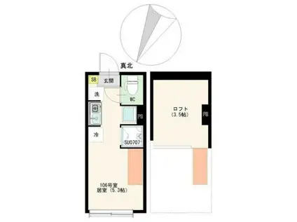 仮貫井3丁目 NEO AVAND(ワンルーム/1階)の間取り写真