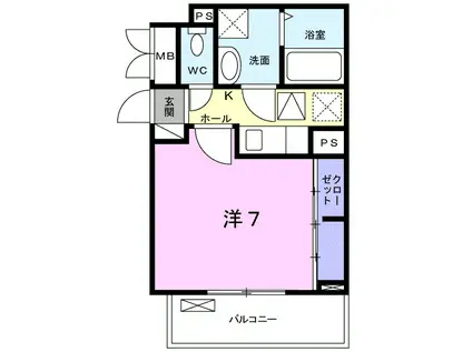 ヌーベル中浦和(1K/1階)の間取り写真