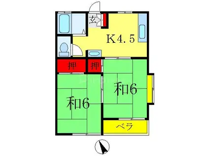 アンビルグリーンコーポA(2K/1階)の間取り写真