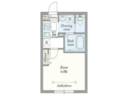 ベルヴィル溝の口(1K/1階)の間取り写真