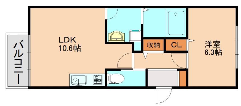 SUNMARK高宮南(1LDK/3階)の間取り写真