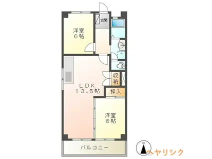 マンション光A棟(2LDK/4階)の間取り写真