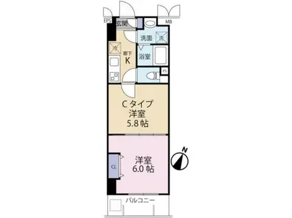 TWIN SQUARE I(2K/3階)の間取り写真