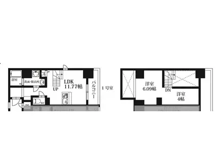 モダンパラッツォ天神東グランM(1SLDK/1階)の間取り写真