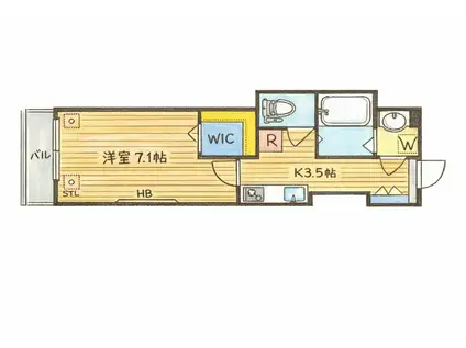 CASA FELIZII(1K/3階)の間取り写真