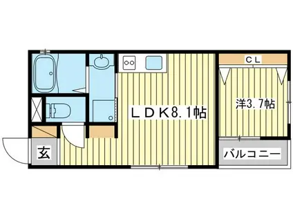 パレシェーヌデクールIII(1LDK/3階)の間取り写真