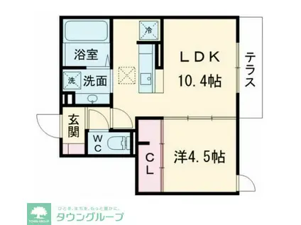 ソレイユ調布(1LDK/1階)の間取り写真