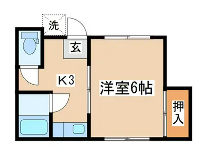 第二池武屋荘(1K/1階)の間取り写真
