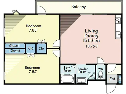 ダイイチヒルズ(2LDK/1階)の間取り写真