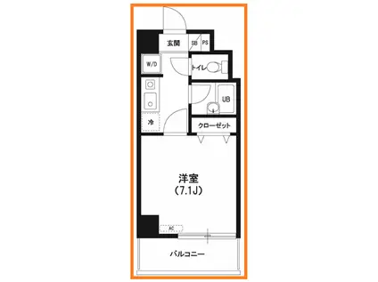 ヴィラクリヤマ(1K/4階)の間取り写真