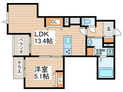 PALMIER下馬(1LDK/1階)の間取り写真