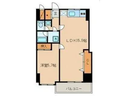 グランドマンション金子(1LDK/6階)の間取り写真