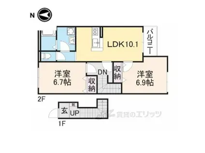 ツインズ北今市S(2LDK/2階)の間取り写真