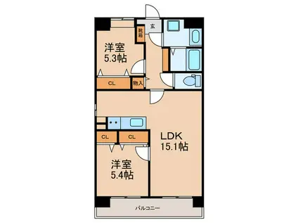 ソルカーサ(2LDK/3階)の間取り写真