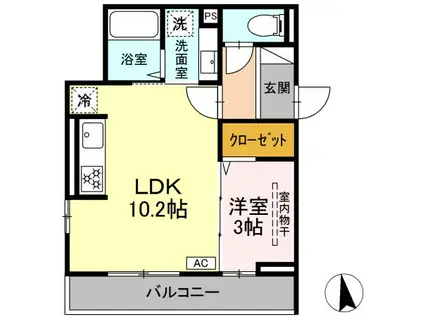 ディー パイナ 日吉本町2(1LDK/3階)の間取り写真