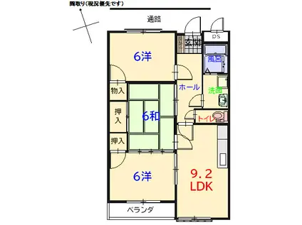 シャンテーヌ(3LDK/1階)の間取り写真