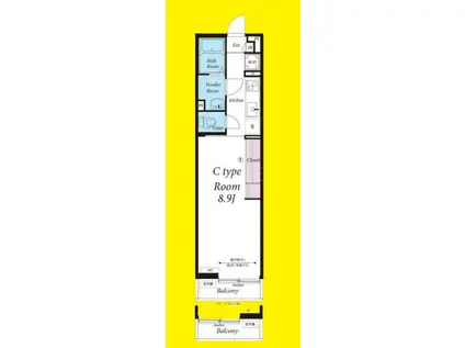 リブリ・平塚代官町(1K/2階)の間取り写真