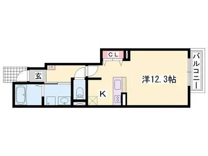 サウス WELL(ワンルーム/1階)の間取り写真