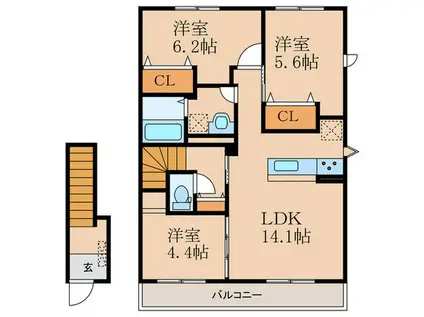 ブランフェーブ(3LDK/2階)の間取り写真