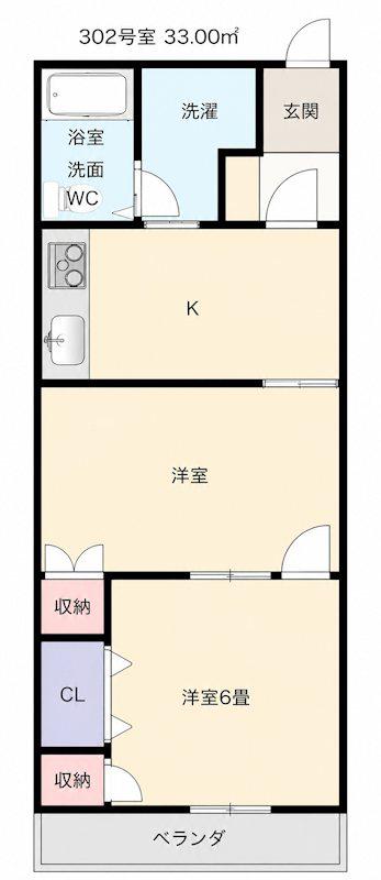 山口マンション(2K/3階)の間取り写真