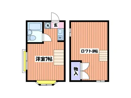 第二アドバンス(ワンルーム/2階)の間取り写真