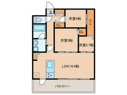 CRESCENT六本松南(3LDK/5階)の間取り写真