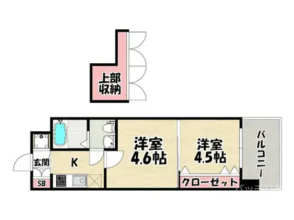 NO46 Vプロジェクト2100天神(2K/2階)の間取り写真