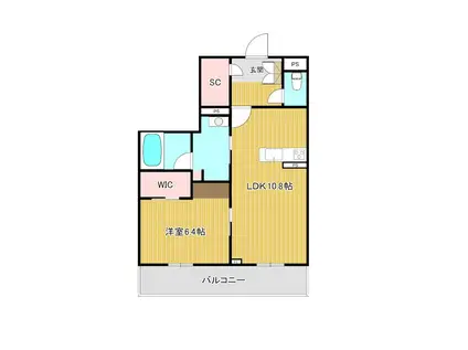 エスペランサ大宮(1LDK/2階)の間取り写真