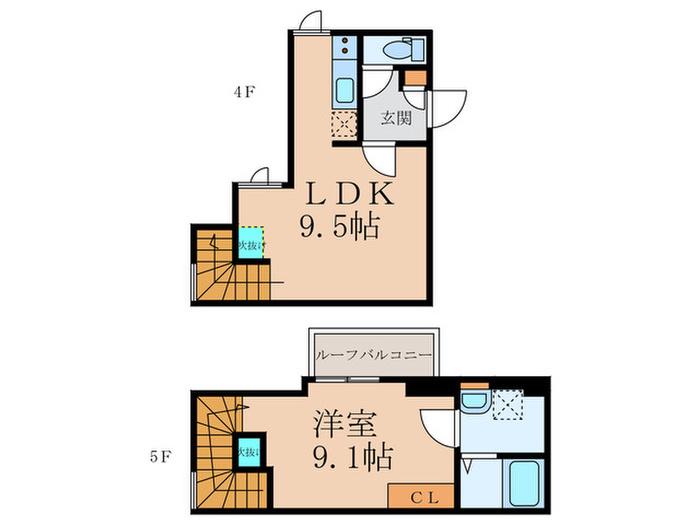 LAPIS恵比寿II(1LDK/4階)の間取り写真