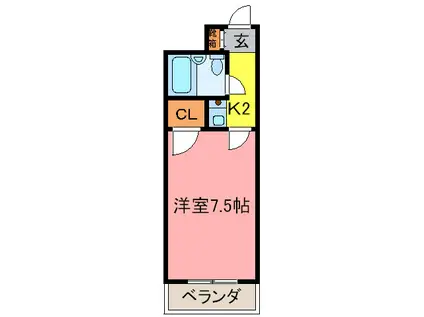 ラフォーレ石橋(1K/3階)の間取り写真