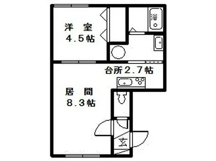ラ・フレーズ大町(1LDK/1階)の間取り写真