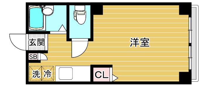 サン堺ビル(1DK/4階)の間取り写真