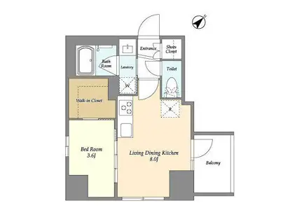 スタンズ勝どき(1LDK/2階)の間取り写真