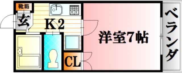 レジデンス上安(1K/1階)の間取り写真