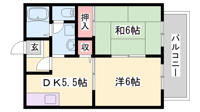 プランドール汐見台(2DK/1階)の間取り写真