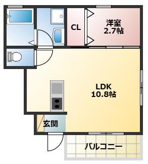 アリビア太寺(1LDK/1階)の間取り写真