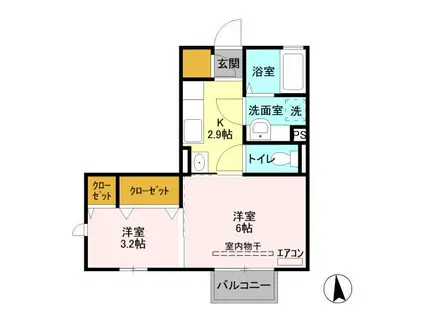 D-ROOMヴィティス A 203(2K/2階)の間取り写真