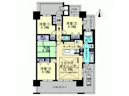 アルファステイツ総社中央(4LDK/9階)の間取り写真