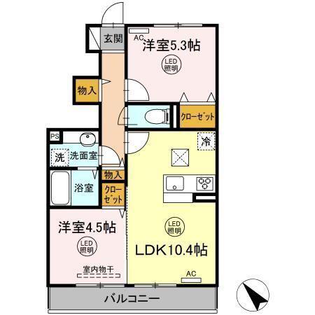 NIJI-CORT(2LDK/1階)の間取り写真
