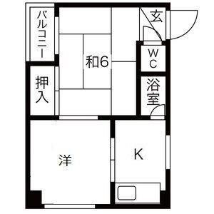 久宝寺コーポラスA(2K/3階)の間取り写真