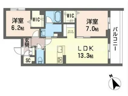 ルミノサ・ファミリアA(2LDK/1階)の間取り写真