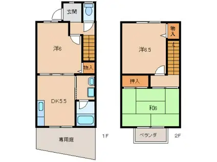 メゾンドゥボヌール(3DK/1階)の間取り写真