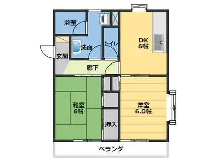 エステート大谷(2DK/1階)の間取り写真